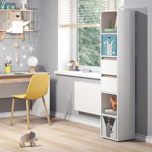 Vicco Libreria bambini Bianco 36.2 x 171 cm con box pieghevoli colorati