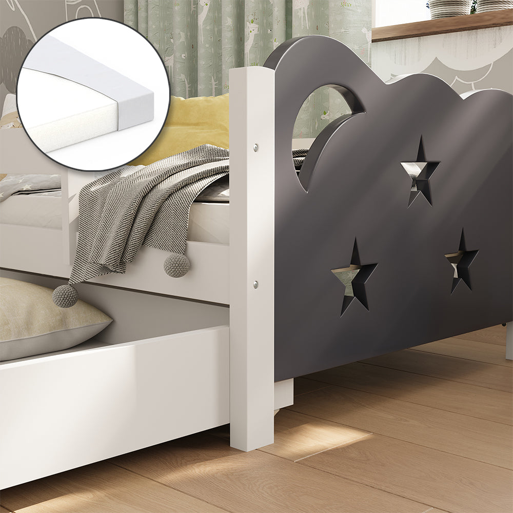 Vitalispa Letto per bambini Grigio 70x140 cm con cassetto e materasso