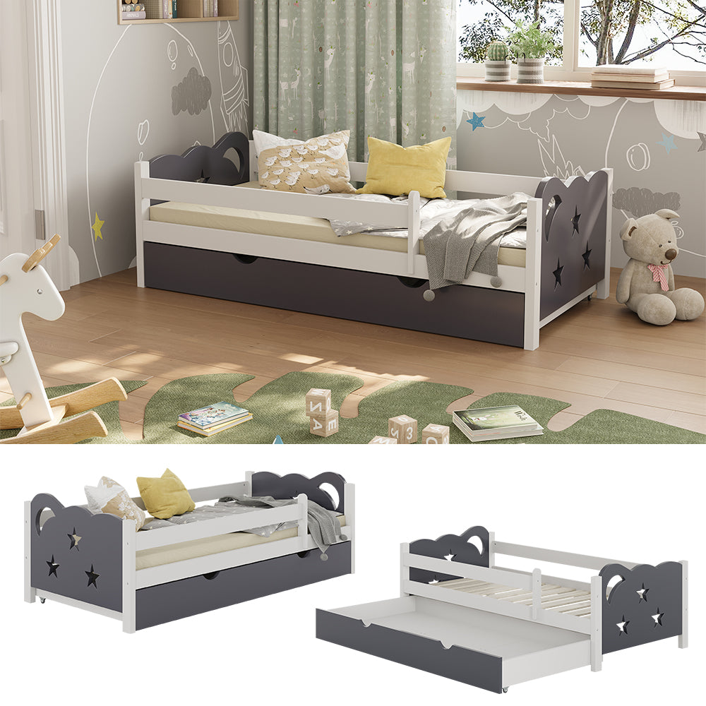 Vitalispa Letto per bambini Grigio 80x160 cm con cassetto, senza materasso