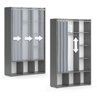 Vicco Armadio multifunzione Grigio 38 x 178.1 cm con appendiabiti a tenda