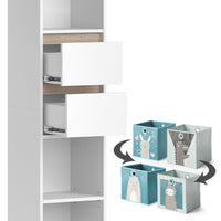 Vicco Libreria bambini Bianco 36.2 x 171 cm con box pieghevoli colorati
