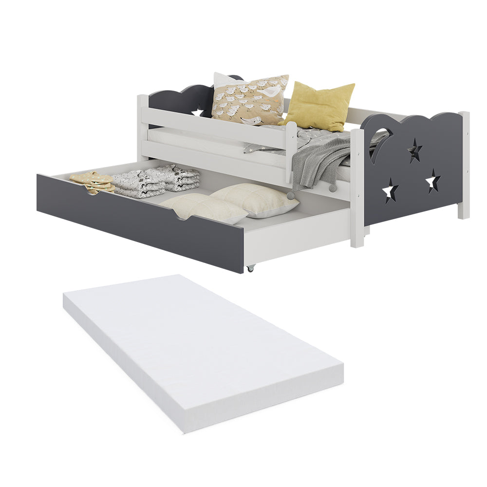 Vitalispa Letto per bambini Grigio 70x140 cm con cassetto e materasso