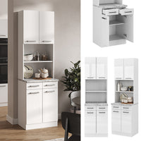 Vicco Cucine componibili piccole Bianco lucido 60 cm , PL Marmo