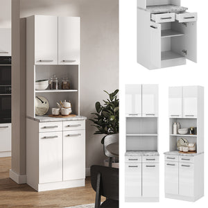 Vicco Cucine componibili piccole Bianco lucido 60 cm , PL Marmo