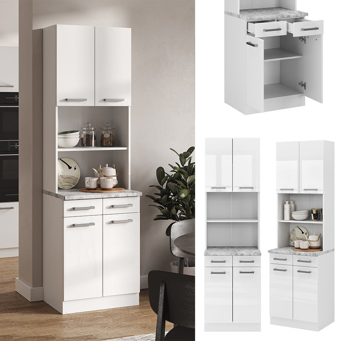 Vicco Cucine componibili piccole Bianco lucido 60 cm , PL Marmo