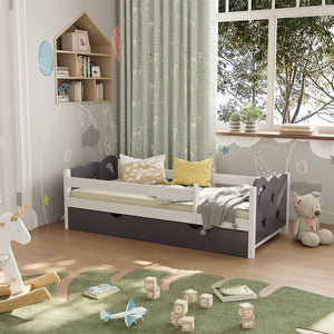 Vitalispa Letto per bambini Grigio 80x160 cm con cassetto, senza materasso