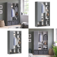 Vicco Armadio multifunzione Grigio 38 x 178.1 cm con appendiabiti a tenda