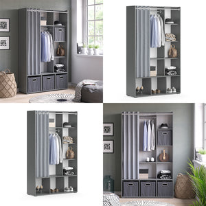 Vicco Armadio multifunzione Grigio 38 x 178.1 cm con appendiabiti a tenda