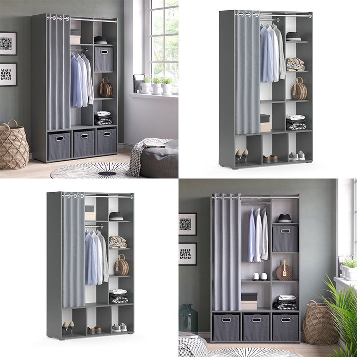 Vicco Armadio multifunzione Grigio 38 x 178.1 cm con appendiabiti a tenda