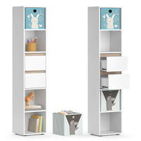 Vicco Libreria bambini Bianco 36.2 x 171 cm con box pieghevoli colorati