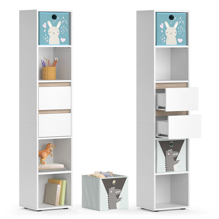 Vicco Libreria bambini Bianco 36.2 x 171 cm con box pieghevoli colorati