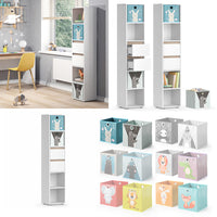 Vicco Libreria bambini Bianco 36.2 x 171 cm con box pieghevoli colorati