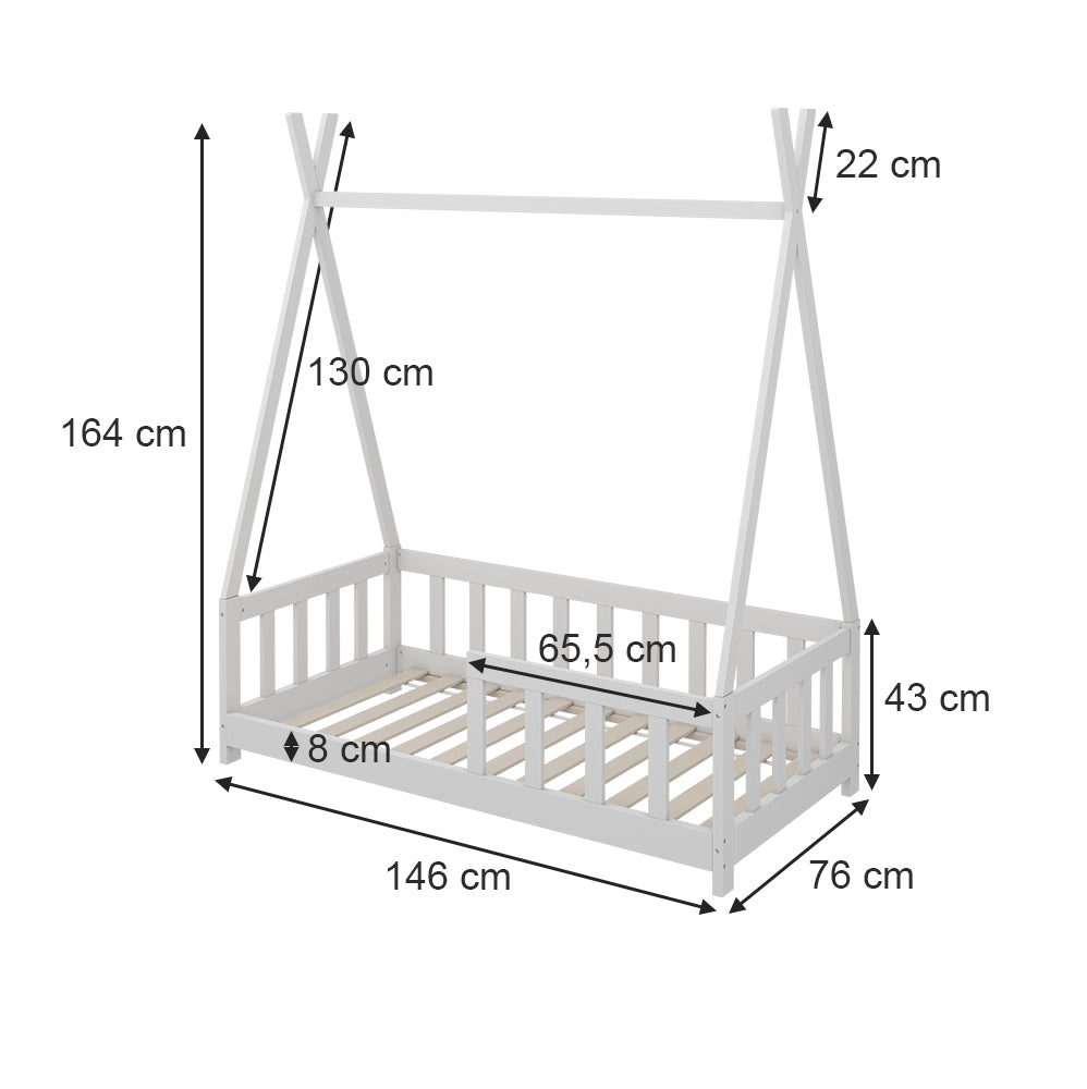 Vitalispa Lettino per bambini Bianco 70x140 cm con protezione anticaduta