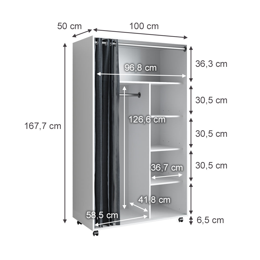Vicco  Armadio  multifunzione  Bianco 100 x 168  cm