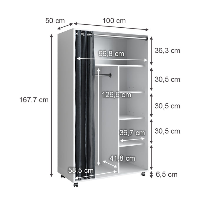 Vicco  Armadio  multifunzione  Bianco 100 x 168  cm