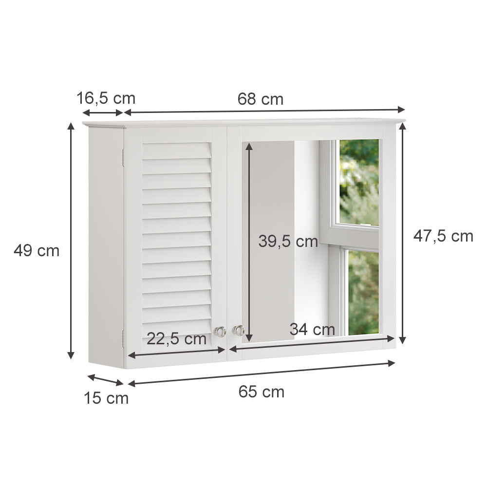 Vicco Specchio contenitore bagno Bianco 68 x 48 cm con 2 porte