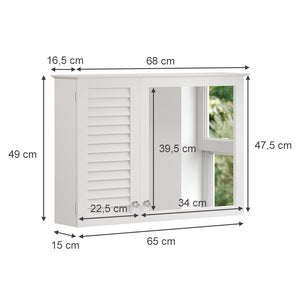 Vicco Specchio contenitore bagno Bianco 68 x 48 cm con 2 porte