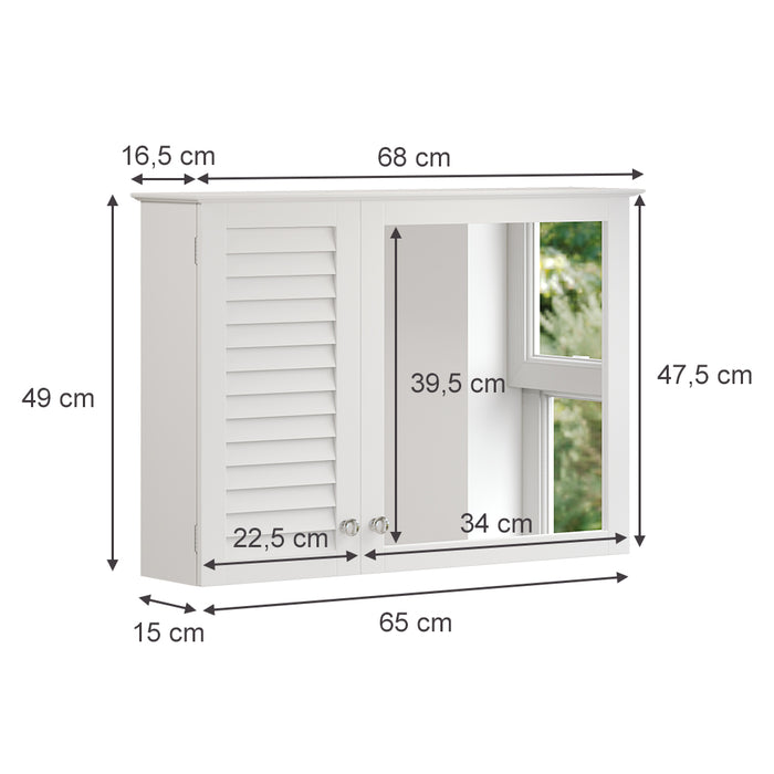 Vicco Specchio contenitore bagno Bianco 68 x 48 cm con 2 porte