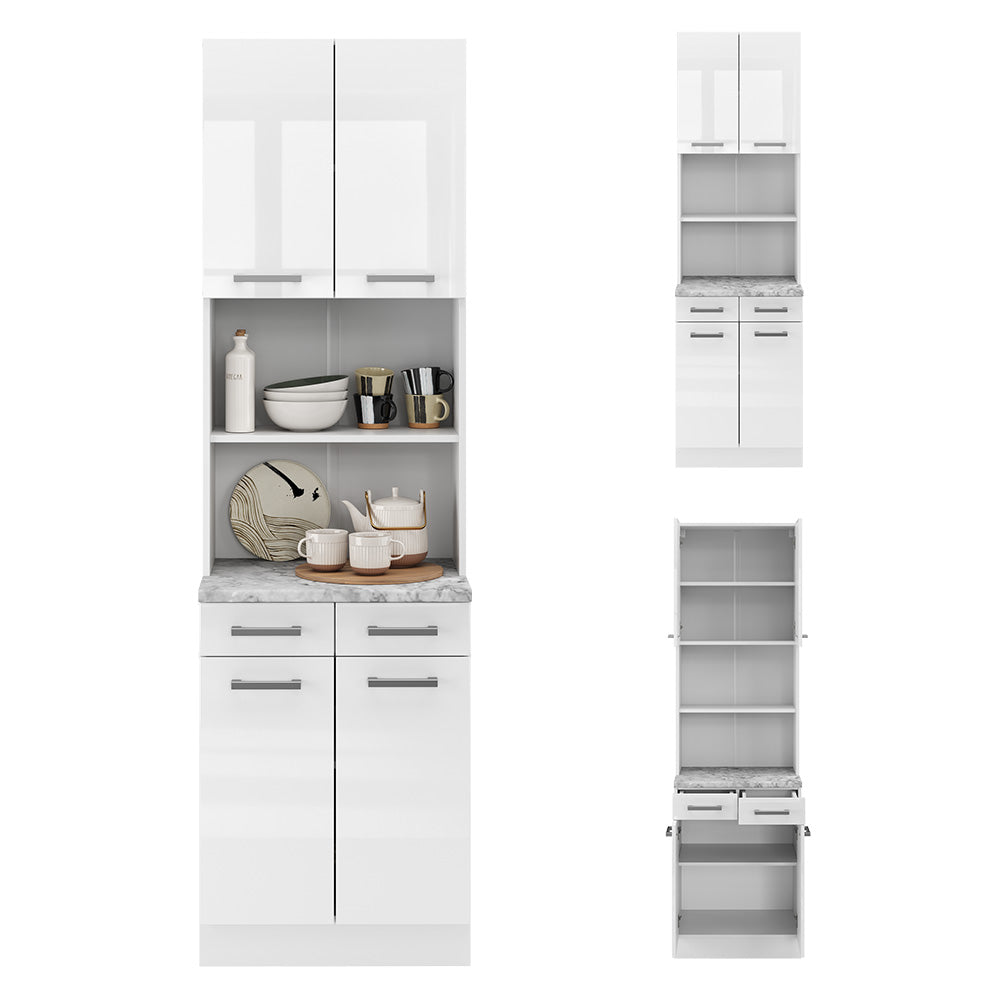 Vicco Cucine componibili piccole Bianco lucido 60 cm , PL Marmo