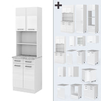 Vicco Cucine componibili piccole Bianco lucido 60 cm , PL Marmo