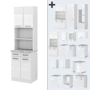 Vicco Cucine componibili piccole Bianco lucido 60 cm , PL Marmo