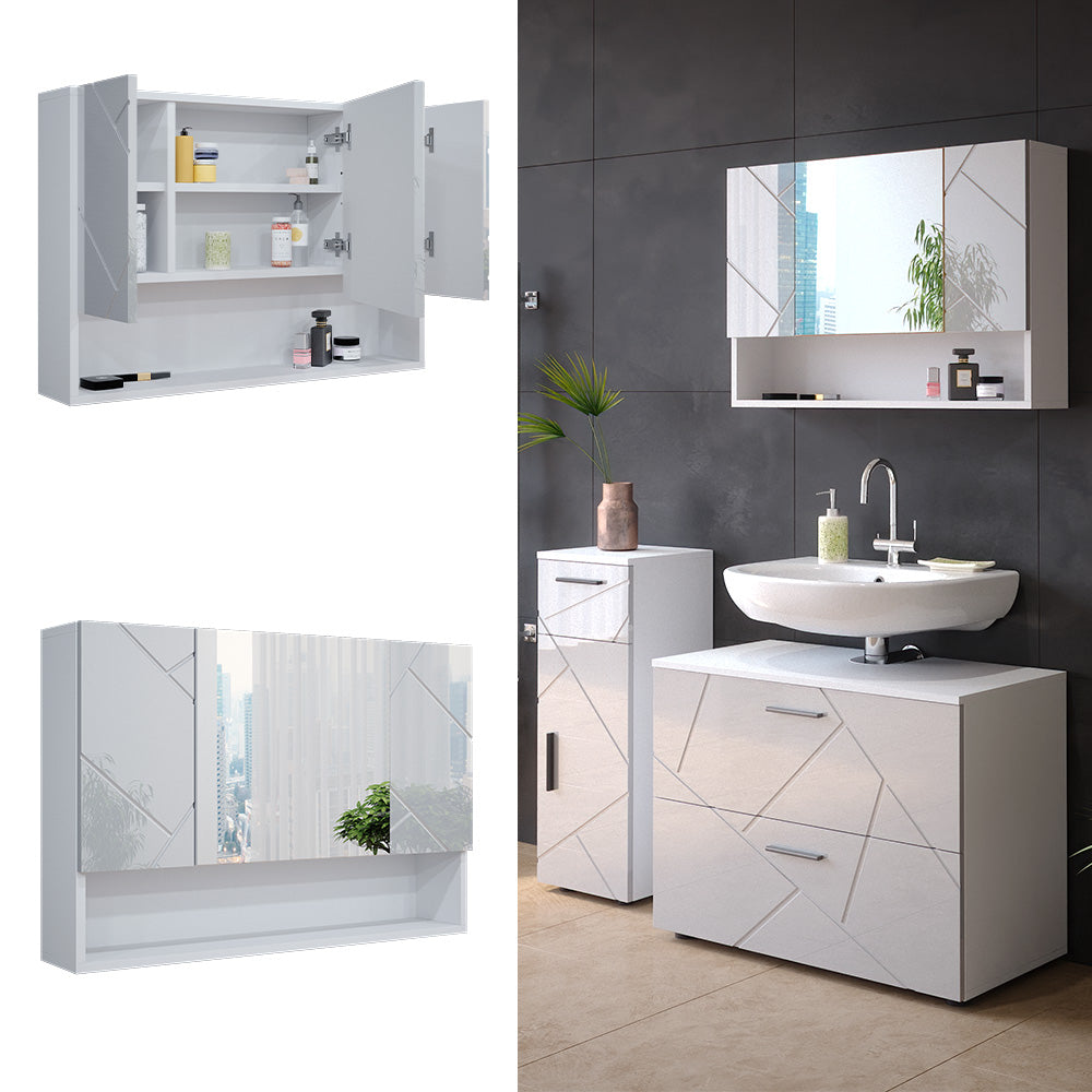 Vicco Specchio contenitore bagno Bianco lucido 80.1 x 55 cm