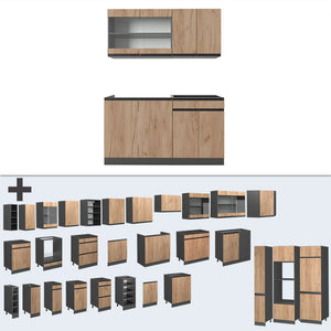 Vicco Cucina monoblocco Quercia dorata/antracite 140 cm , PL Antracite