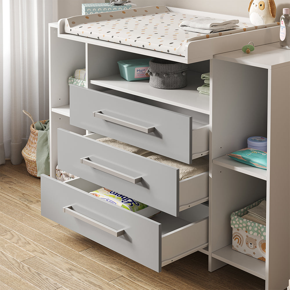 Vicco Fasciatoio Bianco/Grigio 143 x 100 cm XL con cassetti