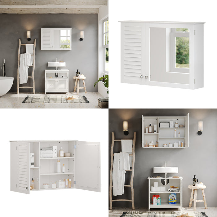 Vicco Specchio contenitore bagno Bianco 68 x 48 cm con 2 porte