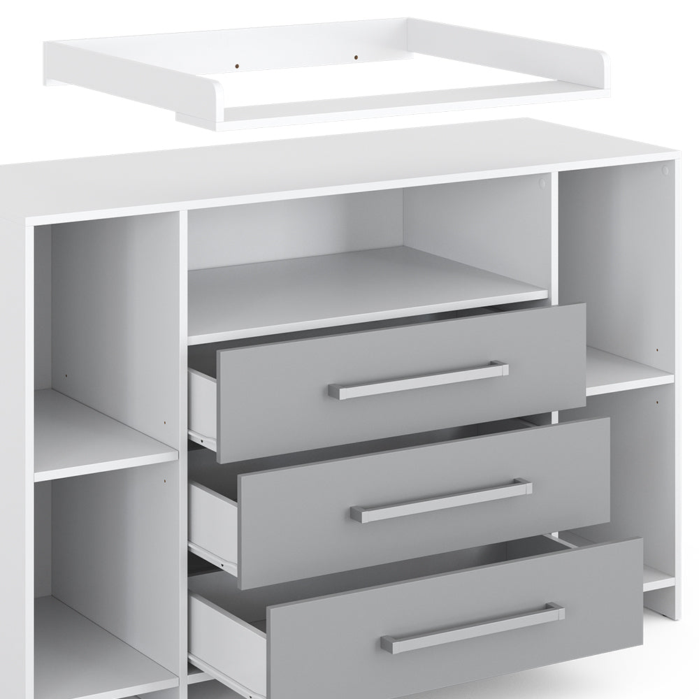 Vicco Fasciatoio Bianco/Grigio 143 x 100 cm XL con cassetti