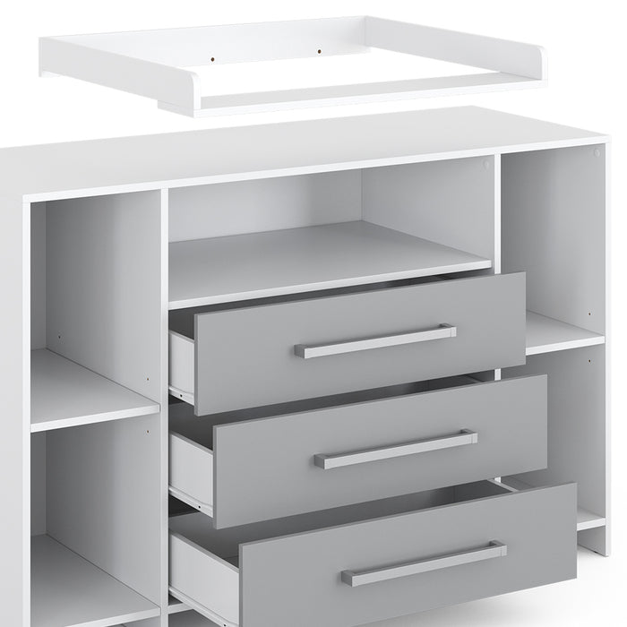 Vicco Fasciatoio Bianco/Grigio 143 x 100 cm XL con cassetti