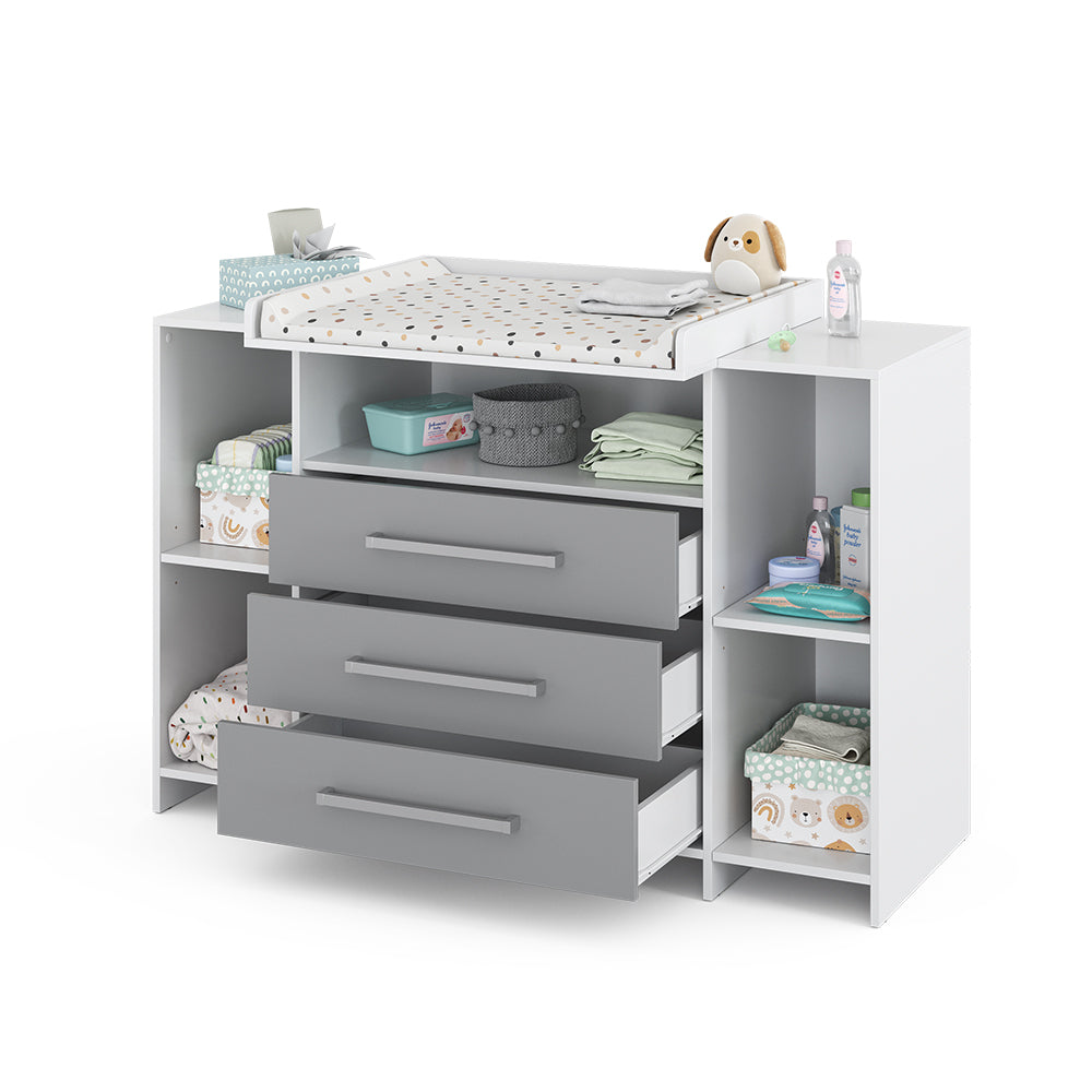 Vicco Fasciatoio Bianco/Grigio 143 x 100 cm XL con cassetti