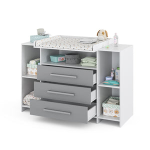 Vicco Fasciatoio Bianco/Grigio 143 x 100 cm XL con cassetti