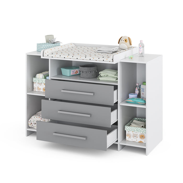 Vicco Fasciatoio Bianco/Grigio 143 x 100 cm XL con cassetti