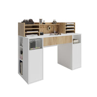 Vicco Scrivania con ripiani Bianco/Sonoma 126.8 x 50 cm XL con ripiani