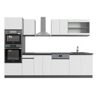 Vicco Cucina componibile Bianco/antracite 300 cm con armadio alto, PL Antracite