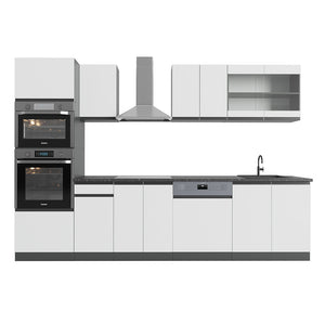 Vicco Cucina componibile Bianco/antracite 300 cm con armadio alto, PL Antracite