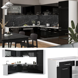 Vicco Cucina angolare completa Nero lucido 227 x 287 cm , PL Marmo