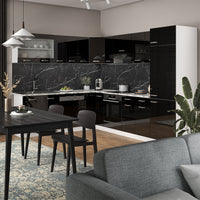 Vicco Cucina angolare completa Nero lucido 227 x 287 cm senza piano di lavoro