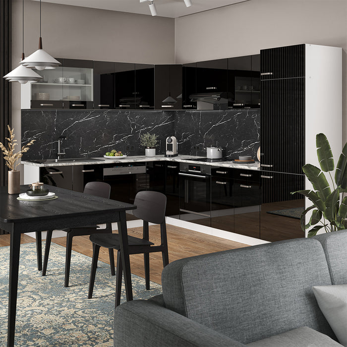 Vicco Cucina angolare completa Nero lucido 227 x 287 cm , PL Marmo