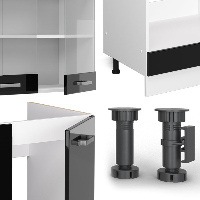 Vicco Cucina angolare completa Nero lucido/bianco 227 x 287 cm , PL Rovere