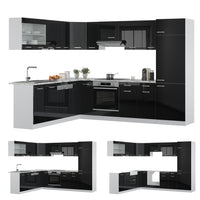 Vicco Cucina angolare completa Nero lucido/bianco 227 x 287 cm , PL Rovere