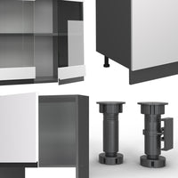 Vicco Cucina componibile Bianco/antracite 300 cm con armadio alto, PL Rovere