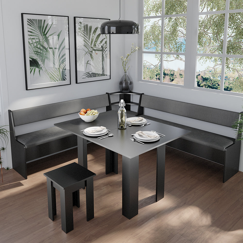 Vicco Gruppo panca ad angolo Nero 210 x 41.5 cm con tavolo