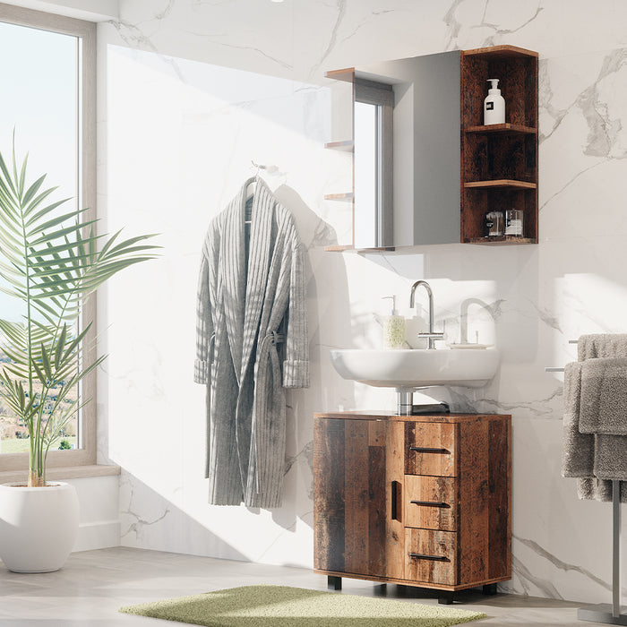 Vicco Mobile sottolavabo per bagno Rovere rustico 60 x 60 cm con anta e 3 cassetti