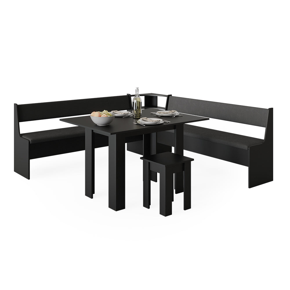 Vicco Gruppo panca ad angolo Nero 210 x 41.5 cm con tavolo