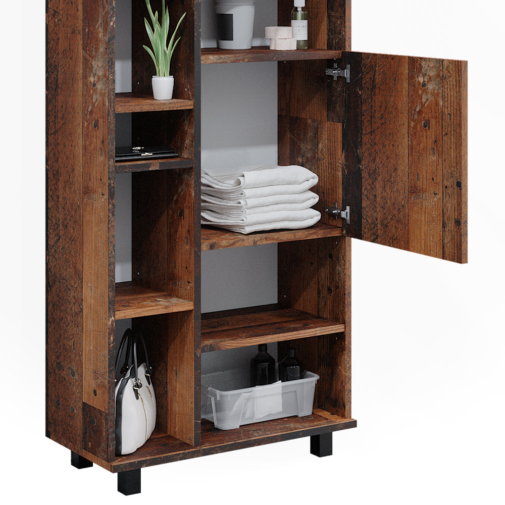 Vicco Armadio per il bagno Rovere rustico 60 x 190 cm con ante e vani a giorno