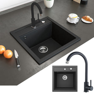 Bergström Lavello Nero 49 x 50 cm con raccordo nero