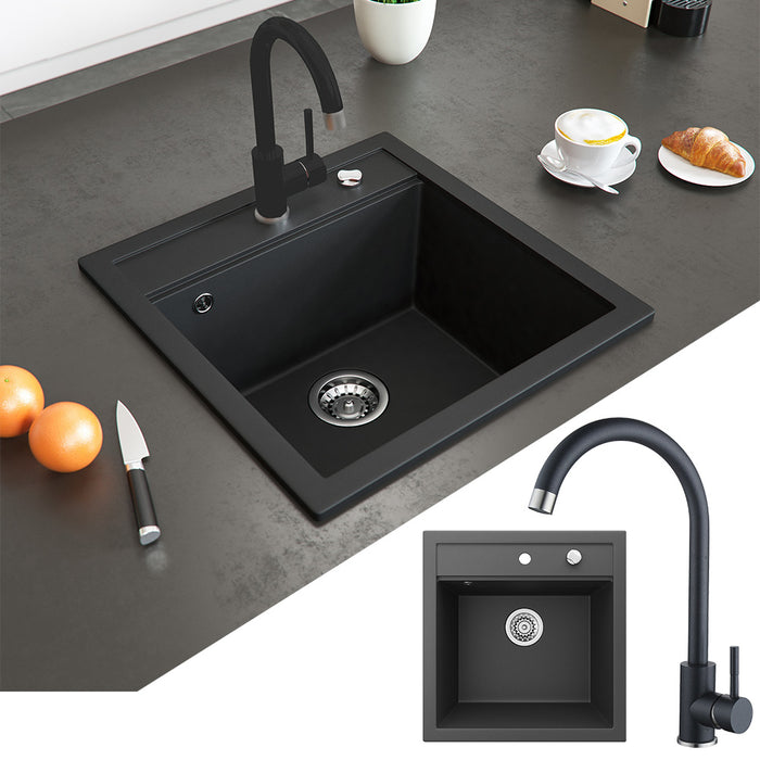 Bergström Lavello Nero 49 x 50 cm con raccordo nero