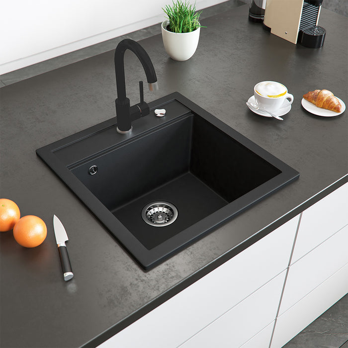 Bergström Lavello Nero 49 x 50 cm con raccordo nero